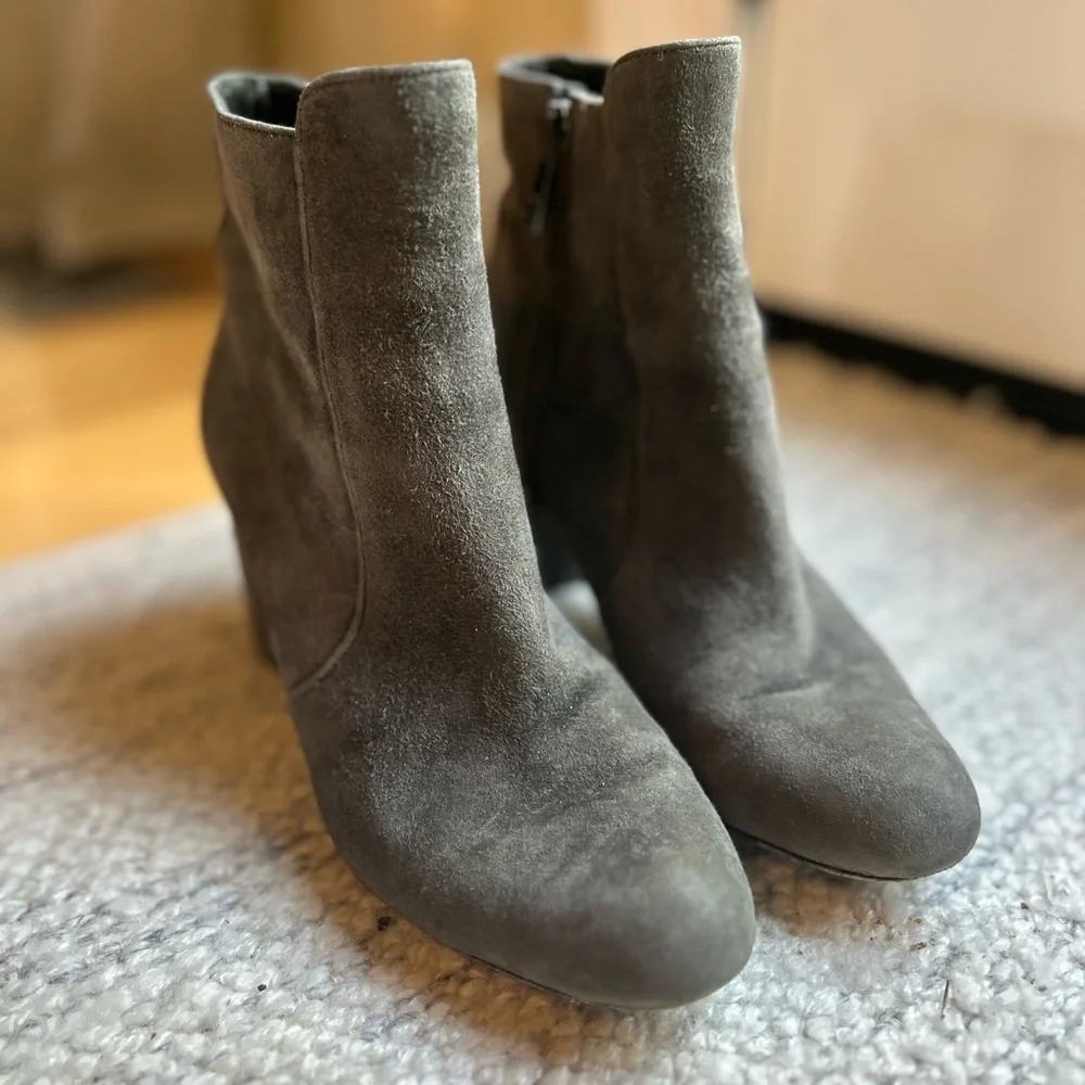 Diane Von Furstenberg Gray Suede Leather Women’s Ankle Boots